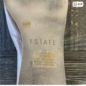 1.STATE Amble D'Orsay block heel sandals in tan leather.